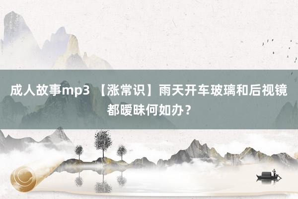 成人故事mp3 【涨常识】雨天开车玻璃和后视镜都暧昧何如办？