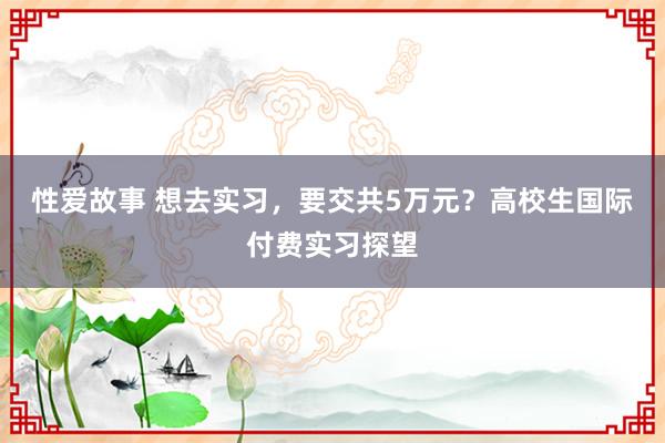 性爱故事 想去实习，要交共5万元？高校生国际付费实习探望