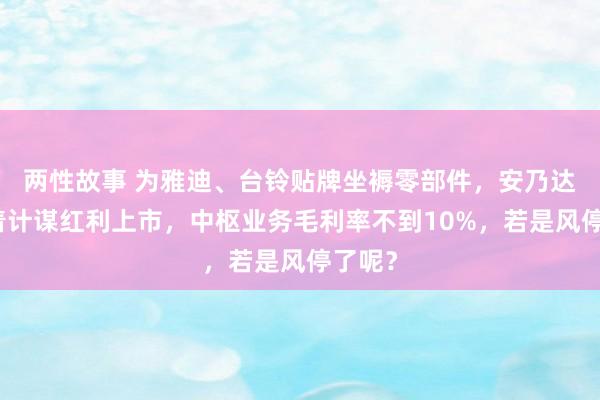 两性故事 为雅迪、台铃贴牌坐褥零部件，安乃达：吃着计谋红利上市，中枢业务毛利率不到10%，若是风停了呢？