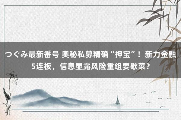 つぐみ最新番号 奥秘私募精确“押宝”！新力金融5连板，信息显露风险重组要歇菜？