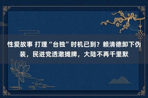 性爱故事 打理“台独”时机已到？赖清德卸下伪装，民进党透澈摊牌，大陆不再千里默