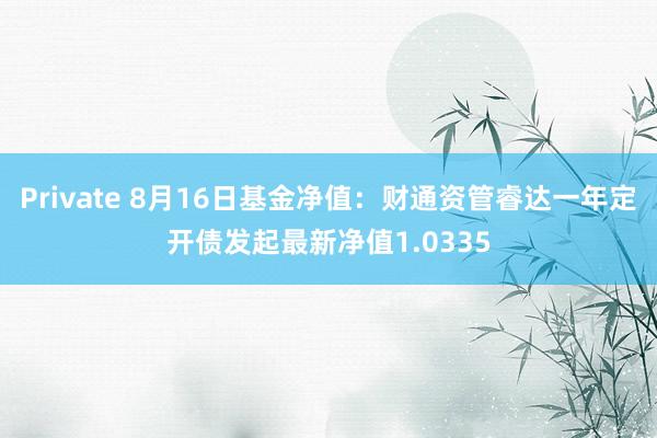 Private 8月16日基金净值：财通资管睿达一年定开债发起最新净值1.0335