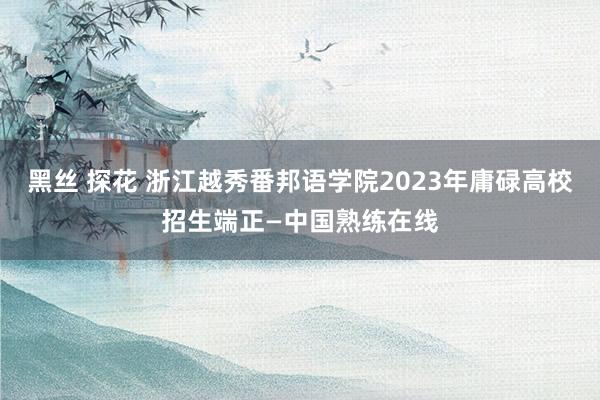 黑丝 探花 浙江越秀番邦语学院2023年庸碌高校招生端正—中国熟练在线