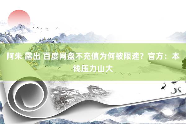 阿朱 露出 百度网盘不充值为何被限速？官方：本钱压力山大