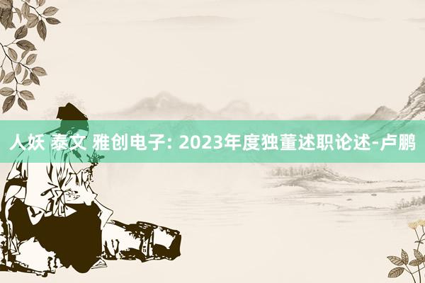 人妖 泰文 雅创电子: 2023年度独董述职论述-卢鹏