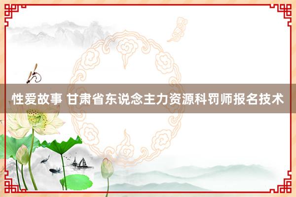 性爱故事 甘肃省东说念主力资源科罚师报名技术